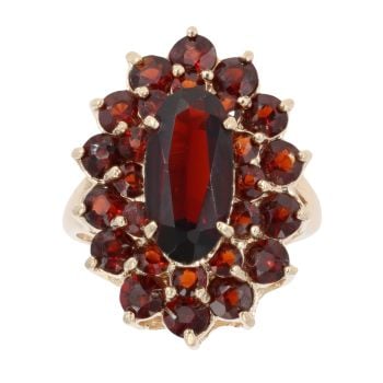 9ct Yellow Gold Garnet Cluster Ring