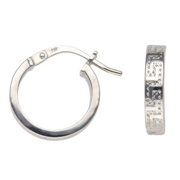 Silver Greek Key Hoop Earrings By Icesia