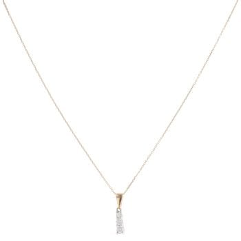 9ct Yellow And White Gold 0.25ct Brilliant Cut Diamond Trilogy Pendant And Chain 18"