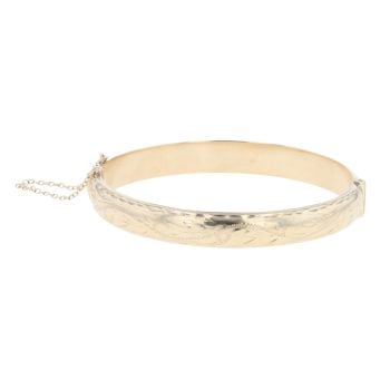 9ct Yellow Gold Patterned Hinged Bangle