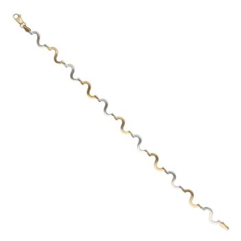 9ct Yellow and White Gold Wave Fancy Bracelet 7"