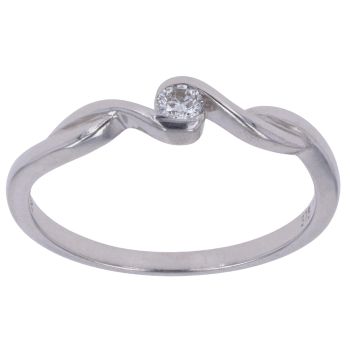9ct White Gold 0.10ct Brilliant Cut Diamond Twist Solitaire Ring