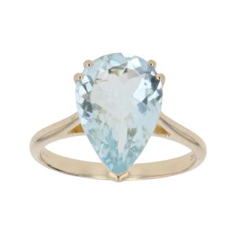 9ct Yellow Gold Aquamarine Single Stone Ring
