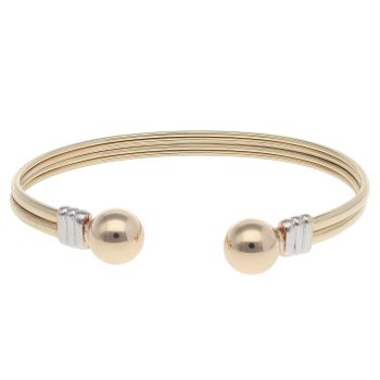 9ct Yellow And White Gold Two Row Torque Bangle