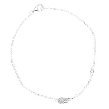 Silver Cubic Zirconia Angel Wing Bracelet 7"