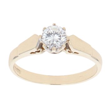 9ct Yellow Gold Cubic Zirconia Solitaire Ring