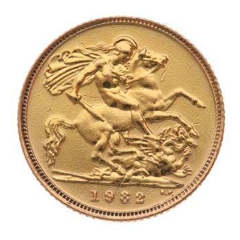 1982 Elizabeth II Decimal Portrait UK Half Sovereign Coin