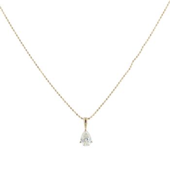 18ct Yellow Gold 0.50ct Pear Cut Lab Grown Diamond Pendant and Chain 18"
