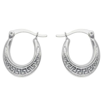 Silver Greek Key Creole Earrings By Icesia