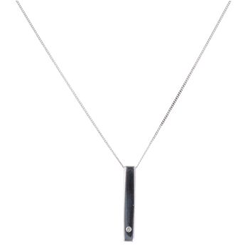 9ct White Gold 0.01ct Diamond Bar Pendant and Chain 18"