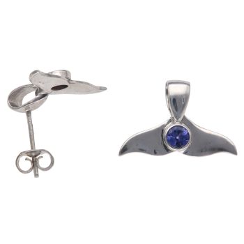 18ct White Gold Amethyst Mermaid Tail Earrings