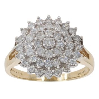 18ct Yellow Gold 1.00ct Diamond Cluster Ring