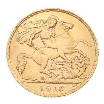 1915 George V Large Head UK Half Sovereign Coin