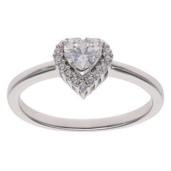 Silver Cubic Zirconia Heart Cluster Ring By Icesia