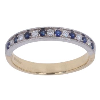 18ct Yellow And White Gold 0.10ct Diamond And Sapphire Ring