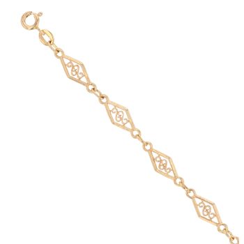 18ct Yellow Gold Open Work Milgrain Scrolls Bracelet 7.5"