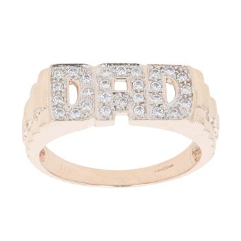 9ct Yellow Gold Cubic Zirconia Dad Ring