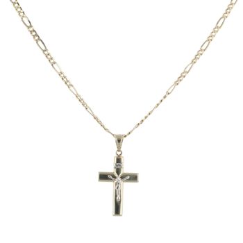 14ct Yellow and White Gold Crucifix Pendant and Chain 22"