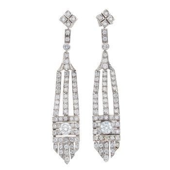 18ct White Gold 3.50ct Brilliant Cut Diamond Drop Earrings