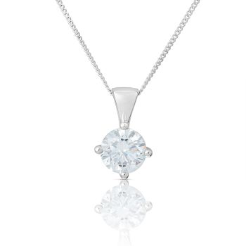9ct White Gold 1.00ct Lab Grown Diamond Solitaire Pendant Necklace G VS