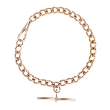 9ct Rose Gold Albert T-Bar Bracelet 7"