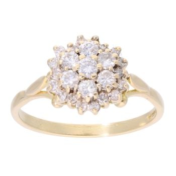 18ct Yellow Gold 0.50ct Diamond Cluster Ring