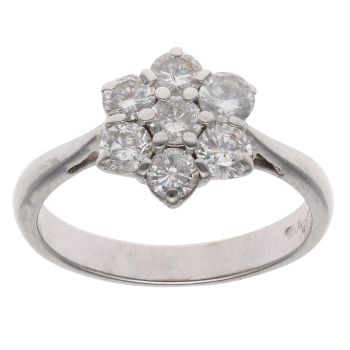 18ct White Gold 1.00ct Brilliant Cut Diamond Cluster Ring