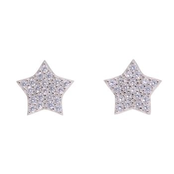 Silver Cubic Zirconia Star Stud Earrings by Icesia