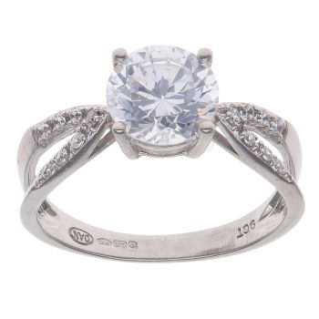 9ct White Gold Cubic Zirconia Single Stone Ring