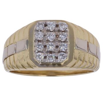 18ct Yellow and White Gold 0.35ct Diamond Signet Ring
