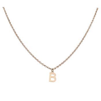 9ct Yellow Gold Letter B Pendant and Chain 16"
