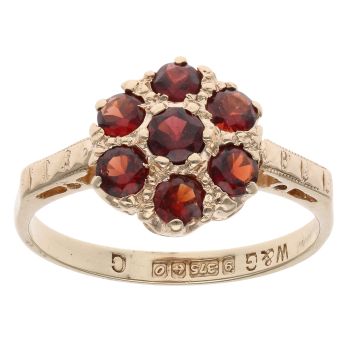 9ct Yellow Gold Garnet Cluster Ring