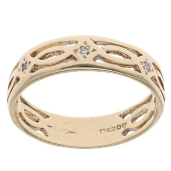 9ct Yellow Gold 0.05ct Diamond Celtic Ring