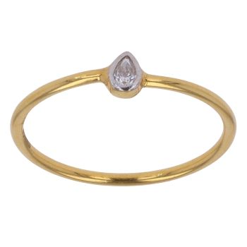 22ct Yellow Gold Cubic Zirconia Tear Drop Ring