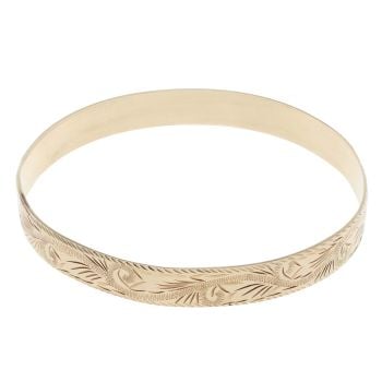 9ct Yellow Gold Patterned Bangle