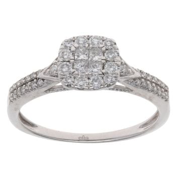 9ct White Gold 0.50ct Brilliant Cut Diamond Cluster Ring