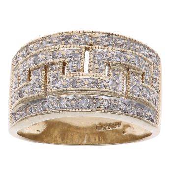 9ct Yellow Gold 0.25ct Diamond Greek Key Ring