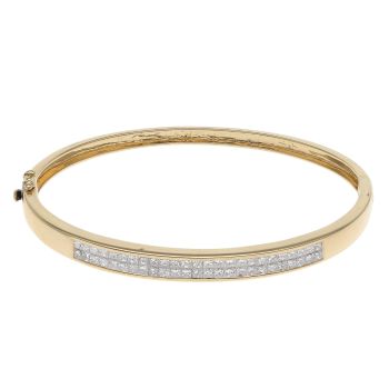 18ct Yellow Gold 2.00ct Princess Cut Diamond Bangle