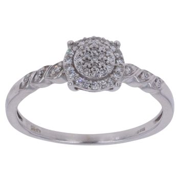 9ct White Gold 0.25ct Brilliant Cut Diamond Cluster Ring