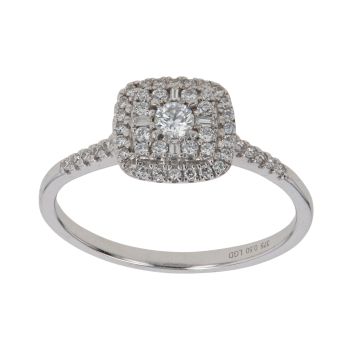 9ct White Gold 0.50ct Brilliant and Baguette Cut Lab Grown Diamond Cluster Ring