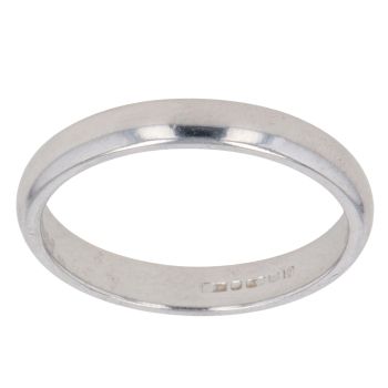 9ct White Gold Plain Wedding Band 3mm