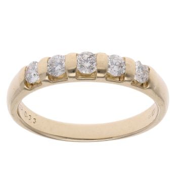 9ct Yellow Gold 0.33ct Brilliant Cut Diamond Five Stone Ring