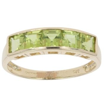 9ct Yellow Gold Peridot Five Stone Ring