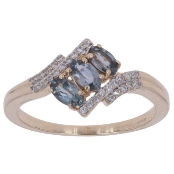 9ct Yellow Gold Blue Spinel Cubic Zirconia Fancy Ring