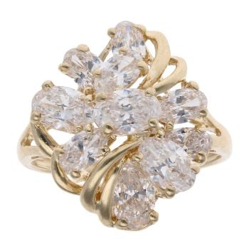 14ct Yellow Gold Cubic Zirconia Cluster Ring