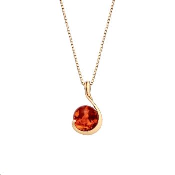 18ct Yellow ﻿Gold on Sterling Silver Baltic Amber Swirl Drop Pendant Necklace