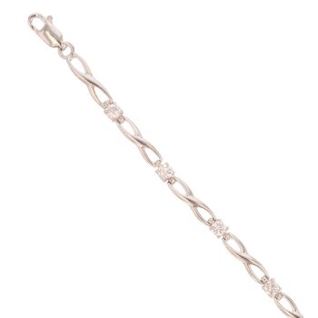 9ct White Gold Cubic Zirconia Infinity Bracelet 7"