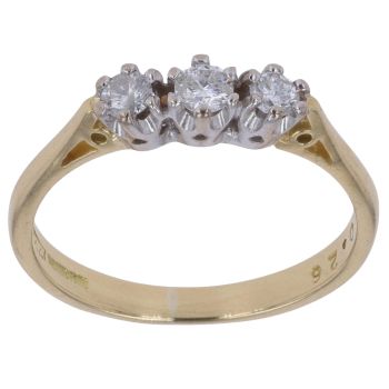 18ct Yellow Gold 0.26ct Brilliant Cut Diamond Trilogy Ring