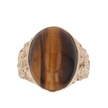 9ct Yellow Gold Tiger's Eye Patterned Signet Ring
