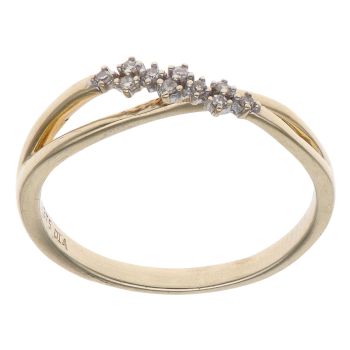 9ct Yellow Gold 0.10ct Brilliant Cut Diamond Crossover Ring
